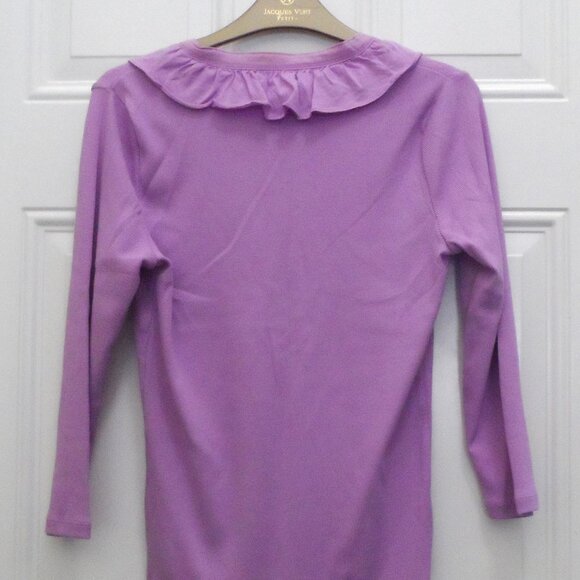 Ralph Lauren- ruffle collar  3/4 sleeve light purple blouse shirt sz., S - Picture 4 of 9